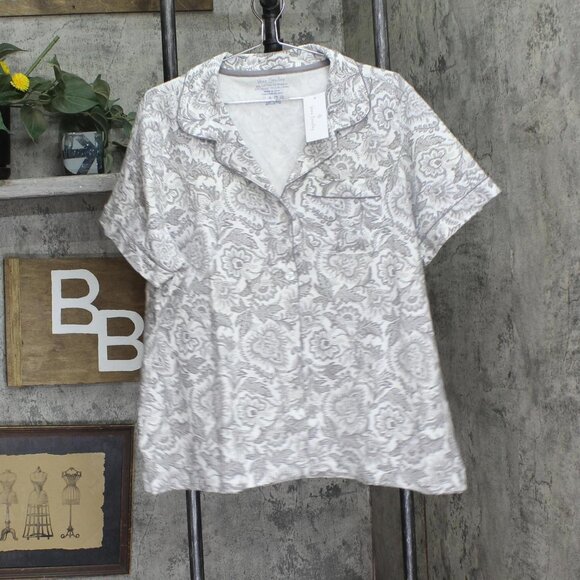 NWT Vera Bradley Cotton Pajama Set Button-up Shirt and Shorts Java Lace Gray 2XL - Picture 3 of 9